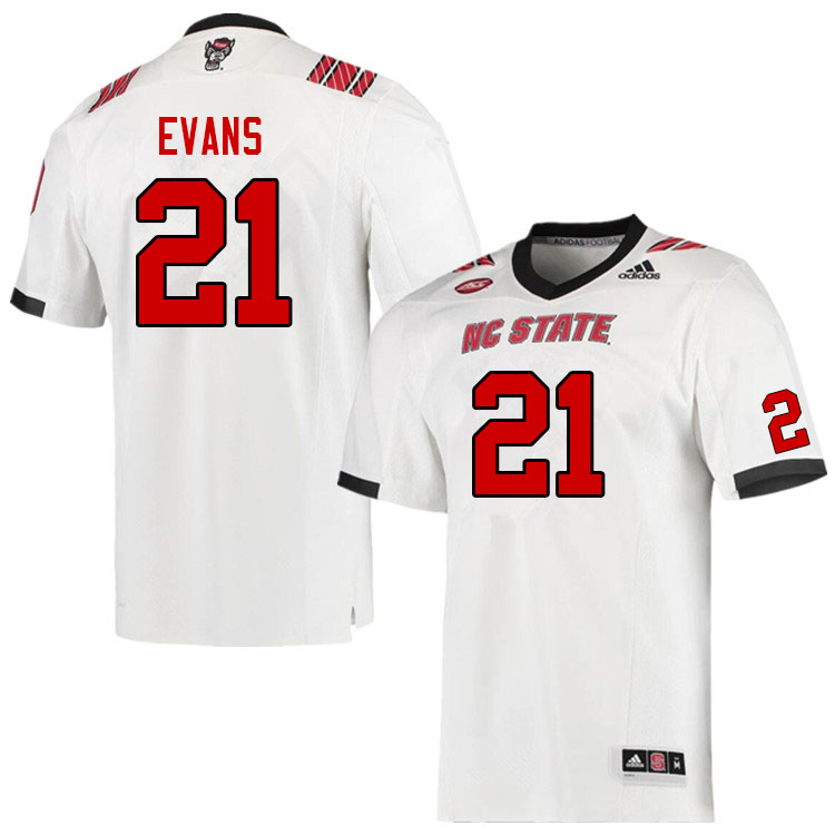 Men #21 Nate Evans NC State Wolfpack College Football Jerseys Sale-White - Click Image to Close